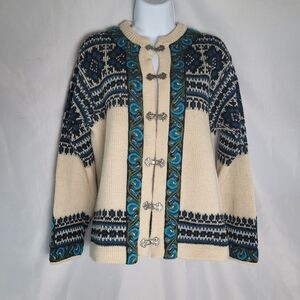 VTG Nordstrikk Fair Isle Wool Metal Clasp Heavy Duty Sweater See Measurements